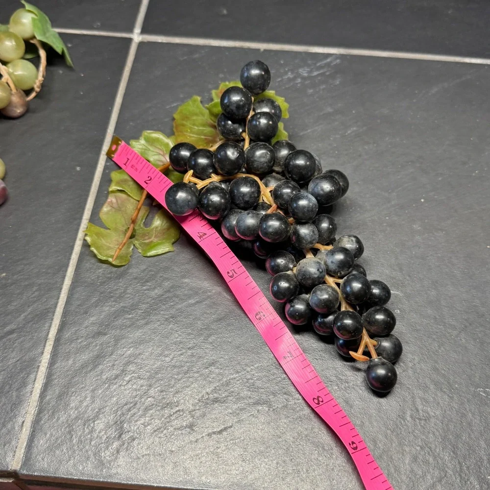 Vintage‎ MCM Artificial Grapes Faux Fruit Clusters Purple Green Black 3pc Set